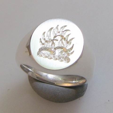 silver deep reverse crest seal engraved signet ring